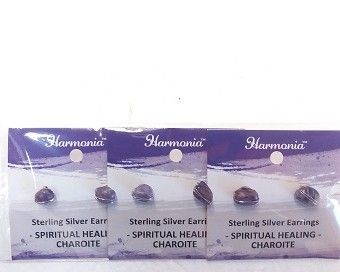 Charoite Sterling Silver Stud Earrings