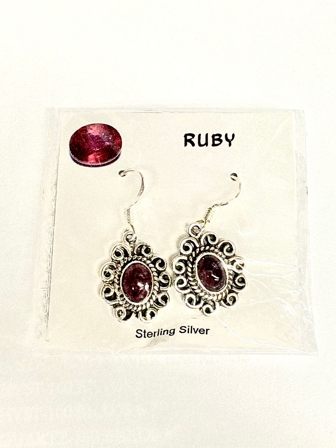 Ruby Swirl Dangle Earrings