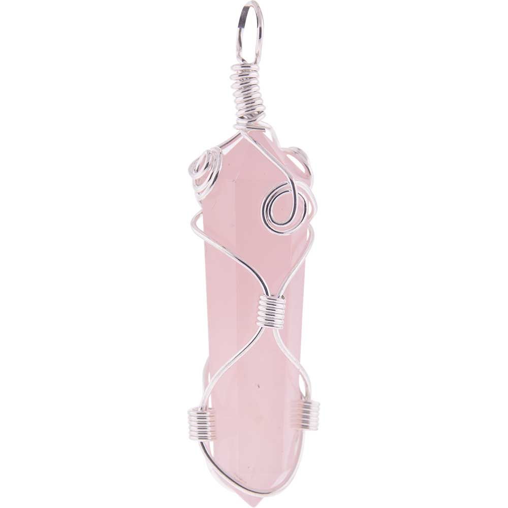 Rose Quartz Spiral Wrapped Pendant Point