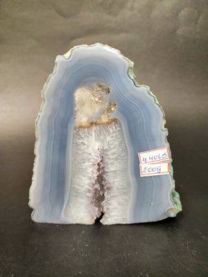 Agate with Amethyst and Quartz Slice 6&quot; x 5.5&quot; 4.4 pounds