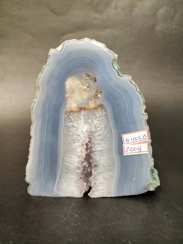 Agate with Amethyst and Quartz Slice 6&quot; x 5.5&quot; 4.4 pounds