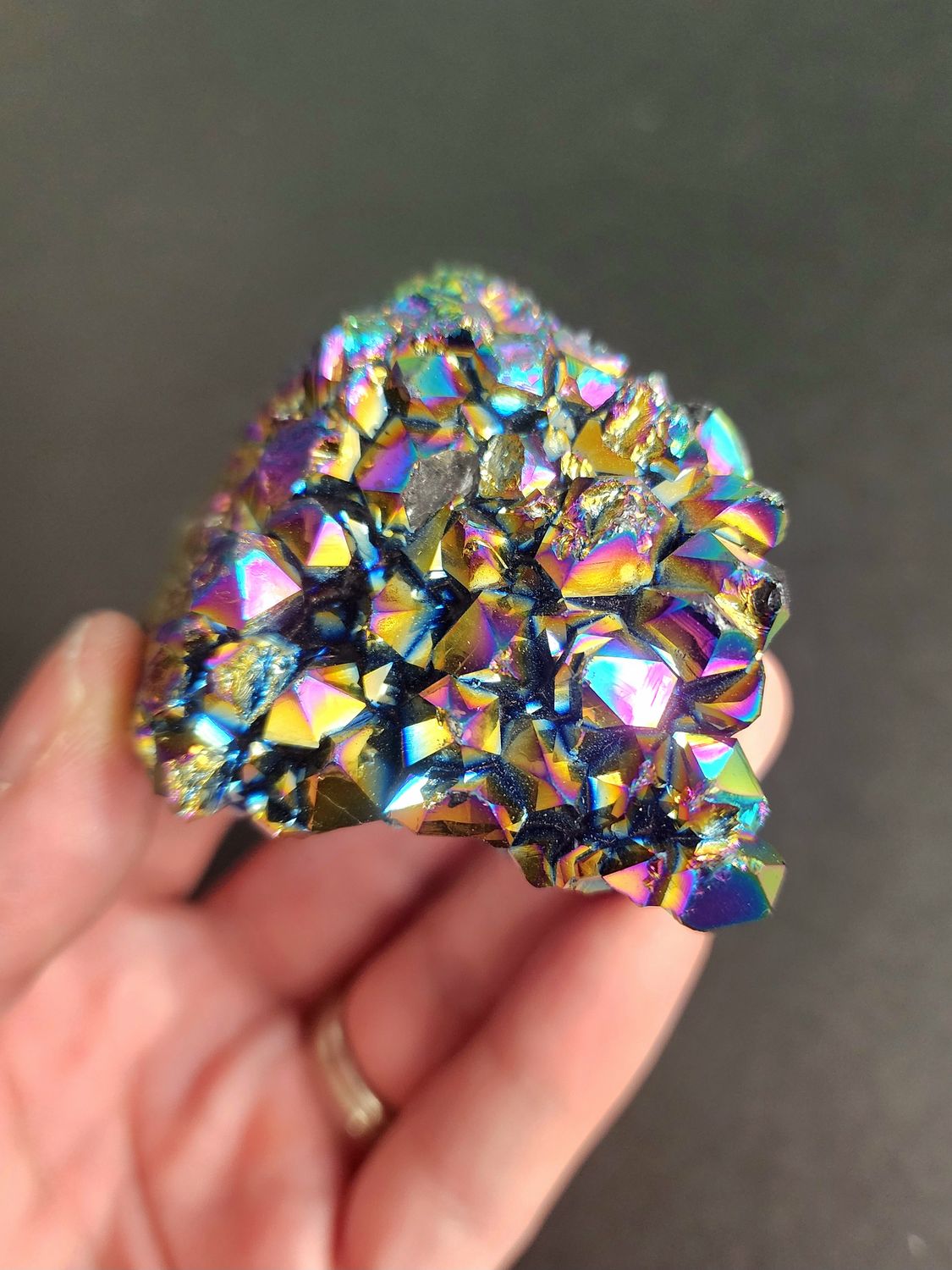 Rainbow Titanium Aura Amethyst Cluster  (small)