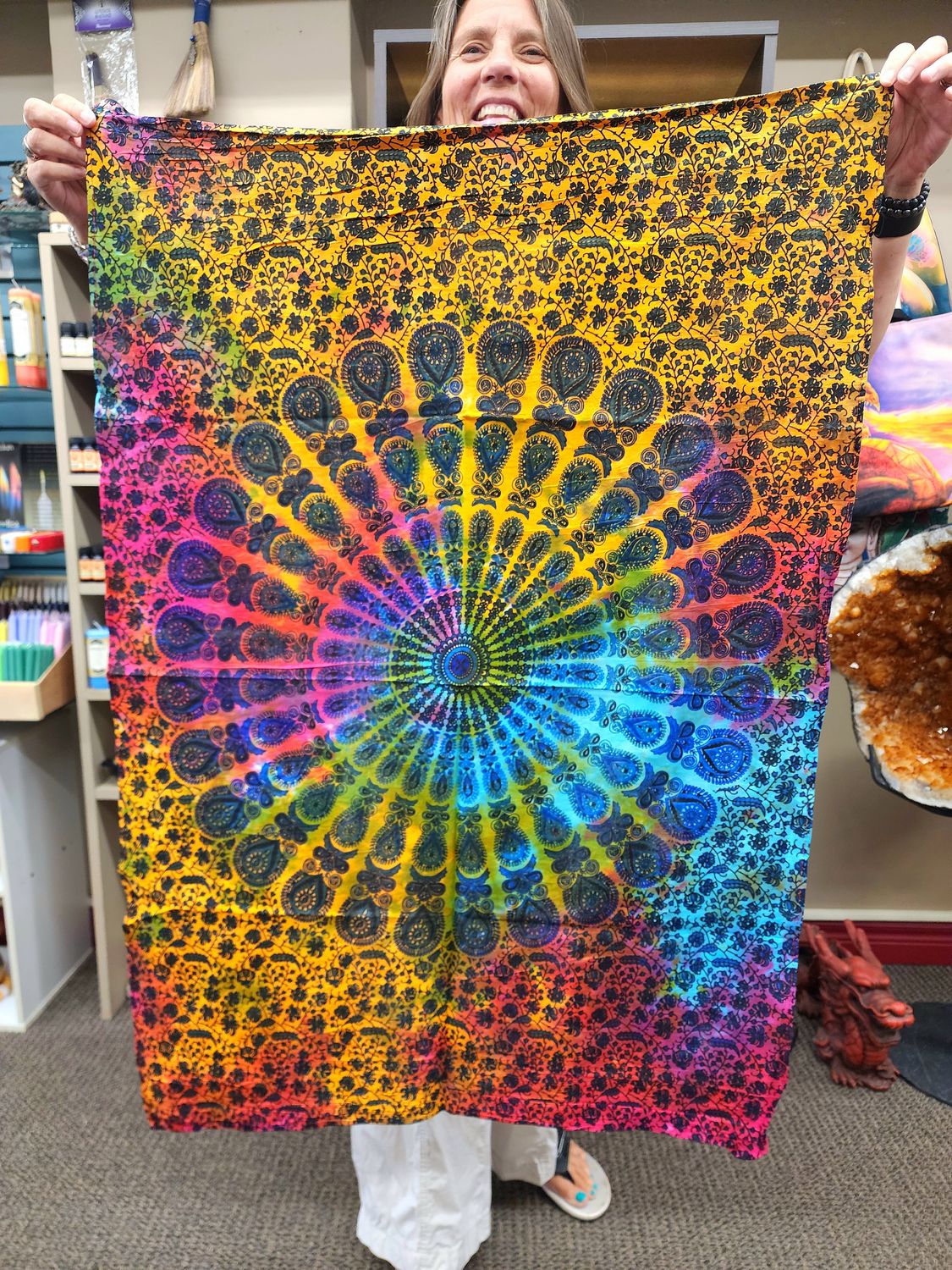 Tapestry / Altar Cloth / Tarot Cloth - Rainbow Mandala