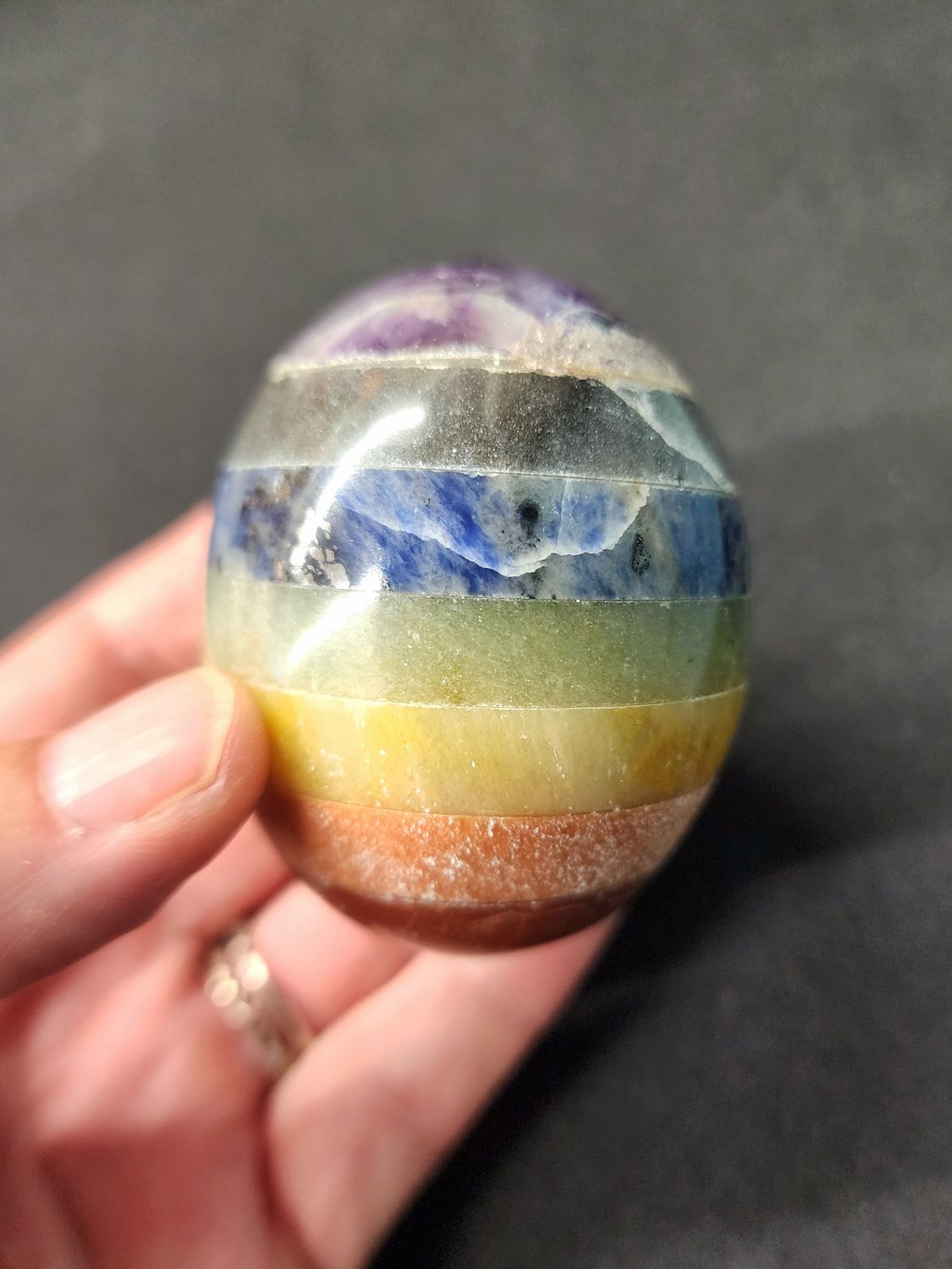 Chakra Egg - Seven Layered Crystals 2.5&quot;