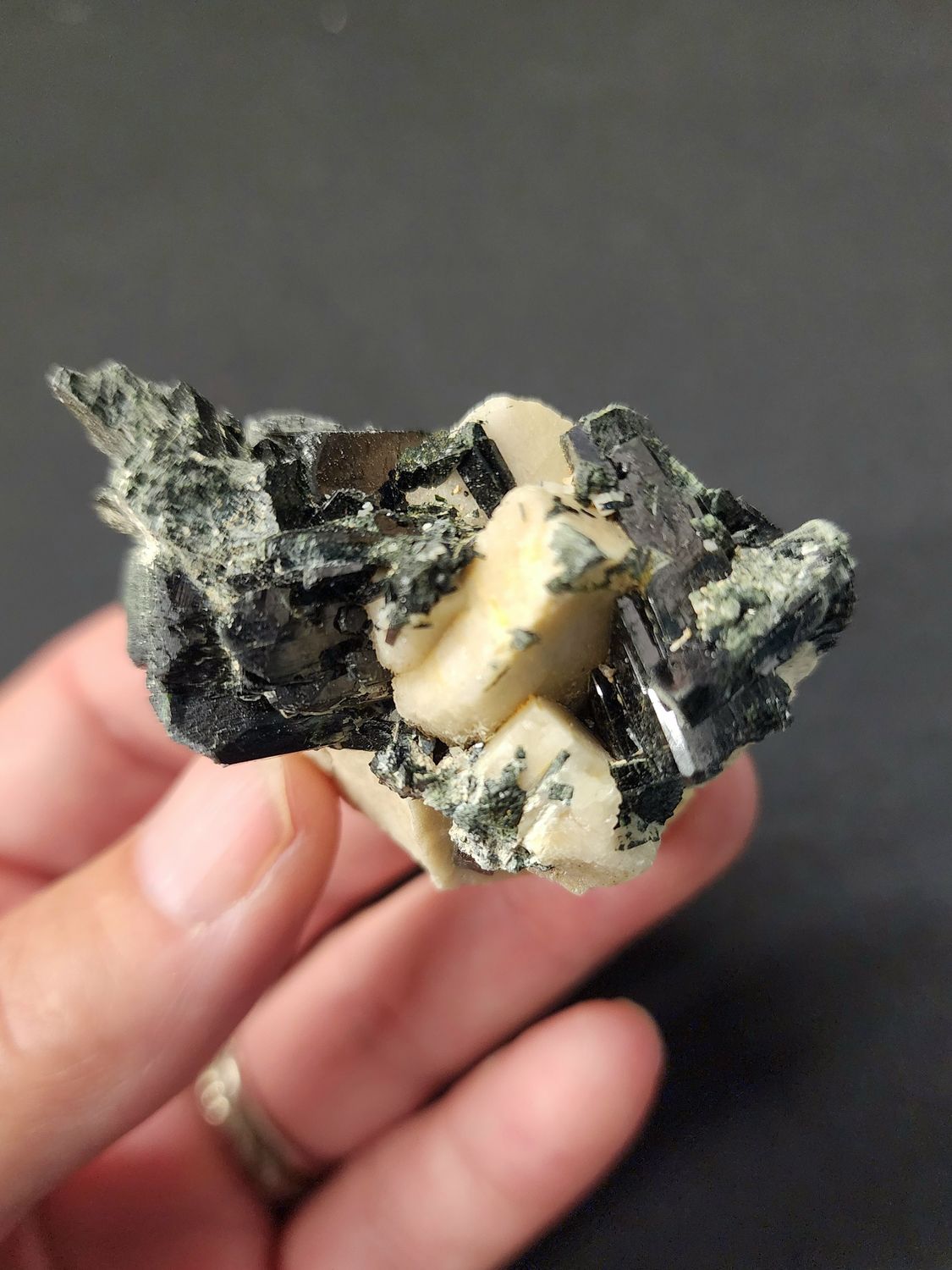 Natural Black / Green Tourmaline Crystal Formation A