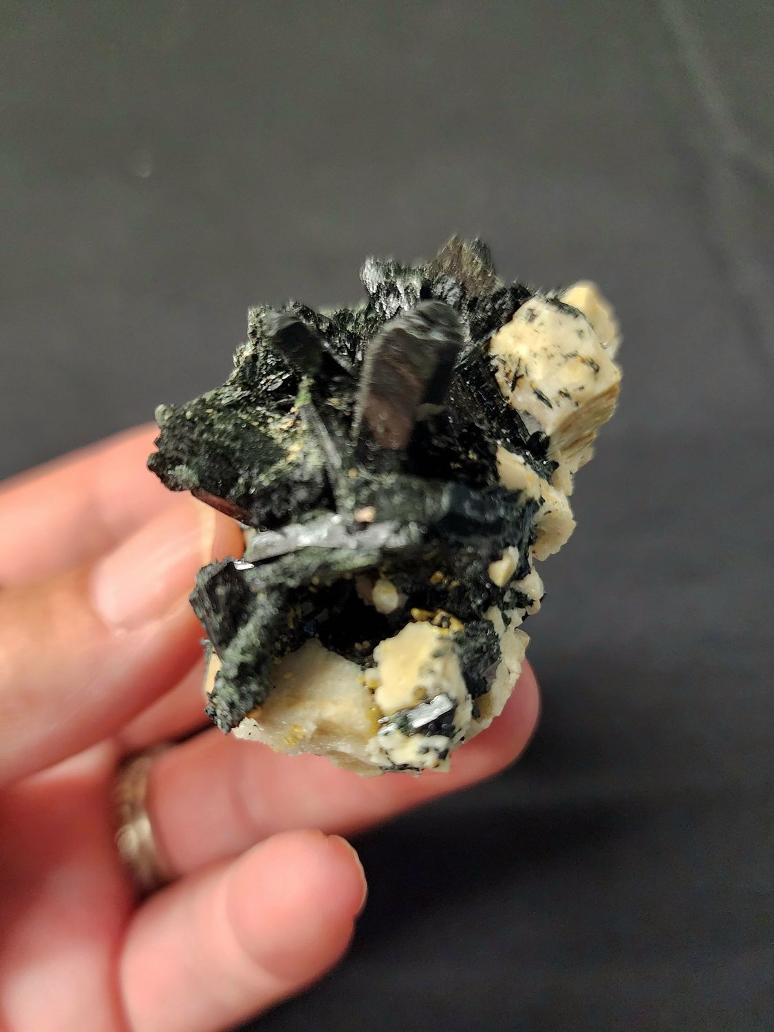 Natural Black / Green Tourmaline Crystal Formation B
