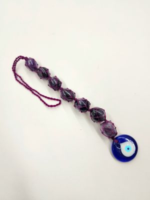 Amethyst  Evil Eye Macrame Hanger 14&quot;