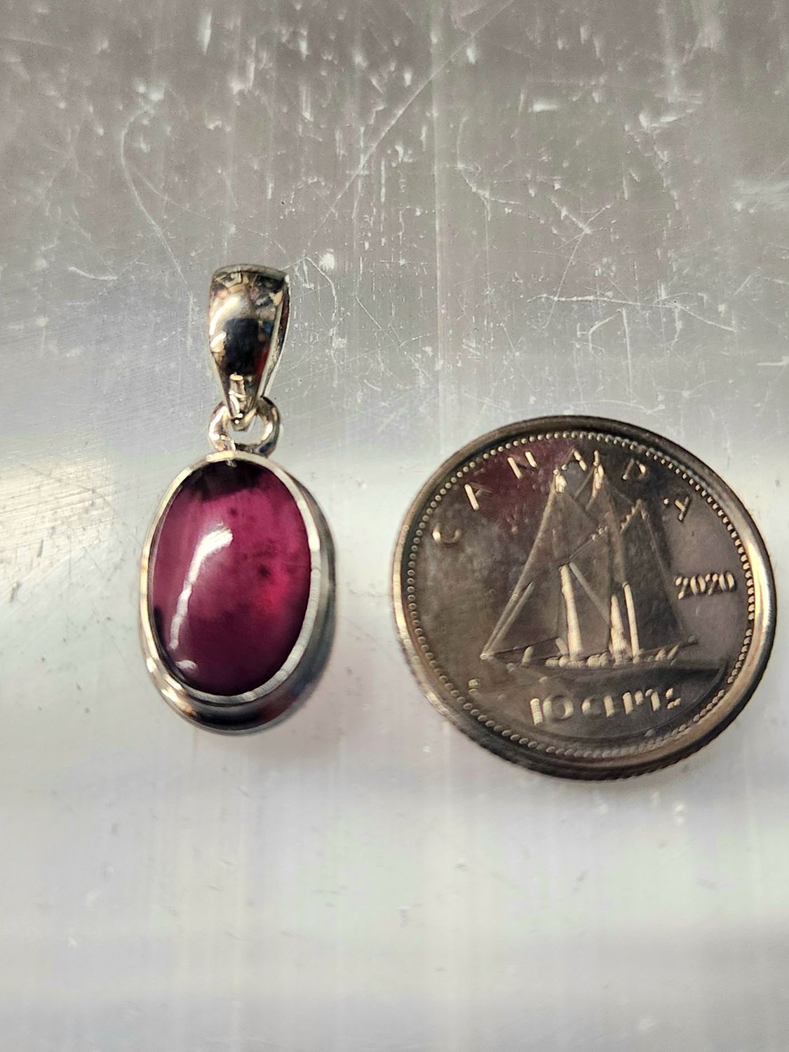 Garnet Pendant B -Sterling Silver