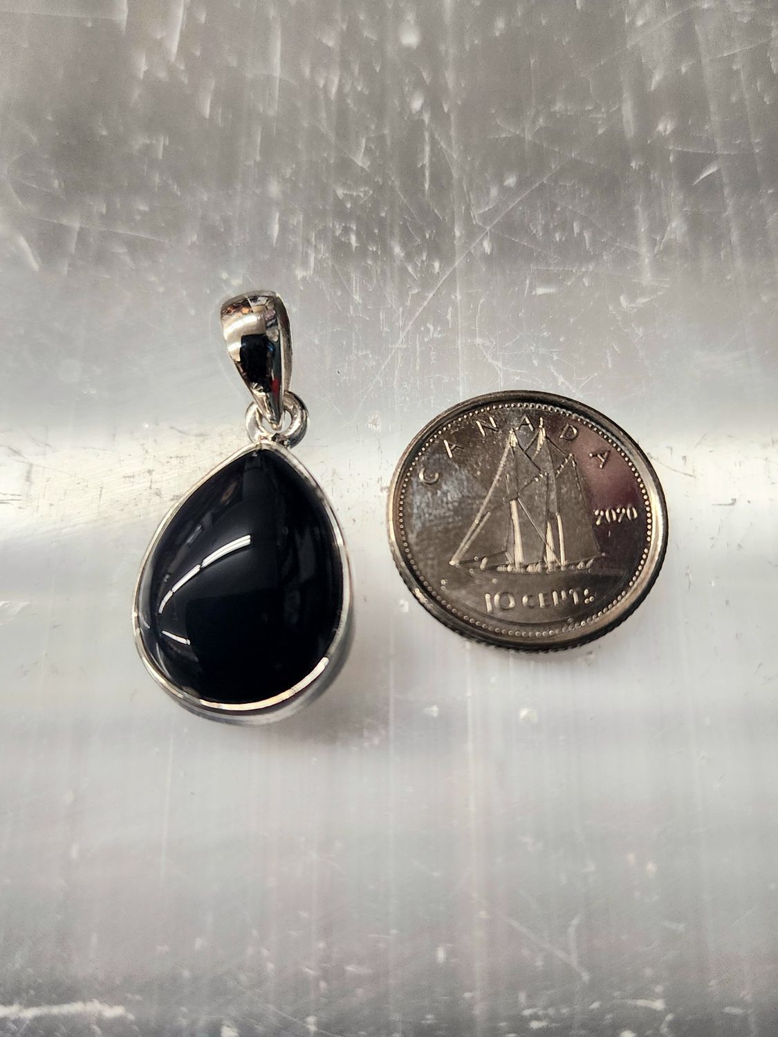 Black Onyx B Pendant Sterling Silver