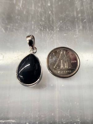 Black Onyx B Pendant Sterling Silver