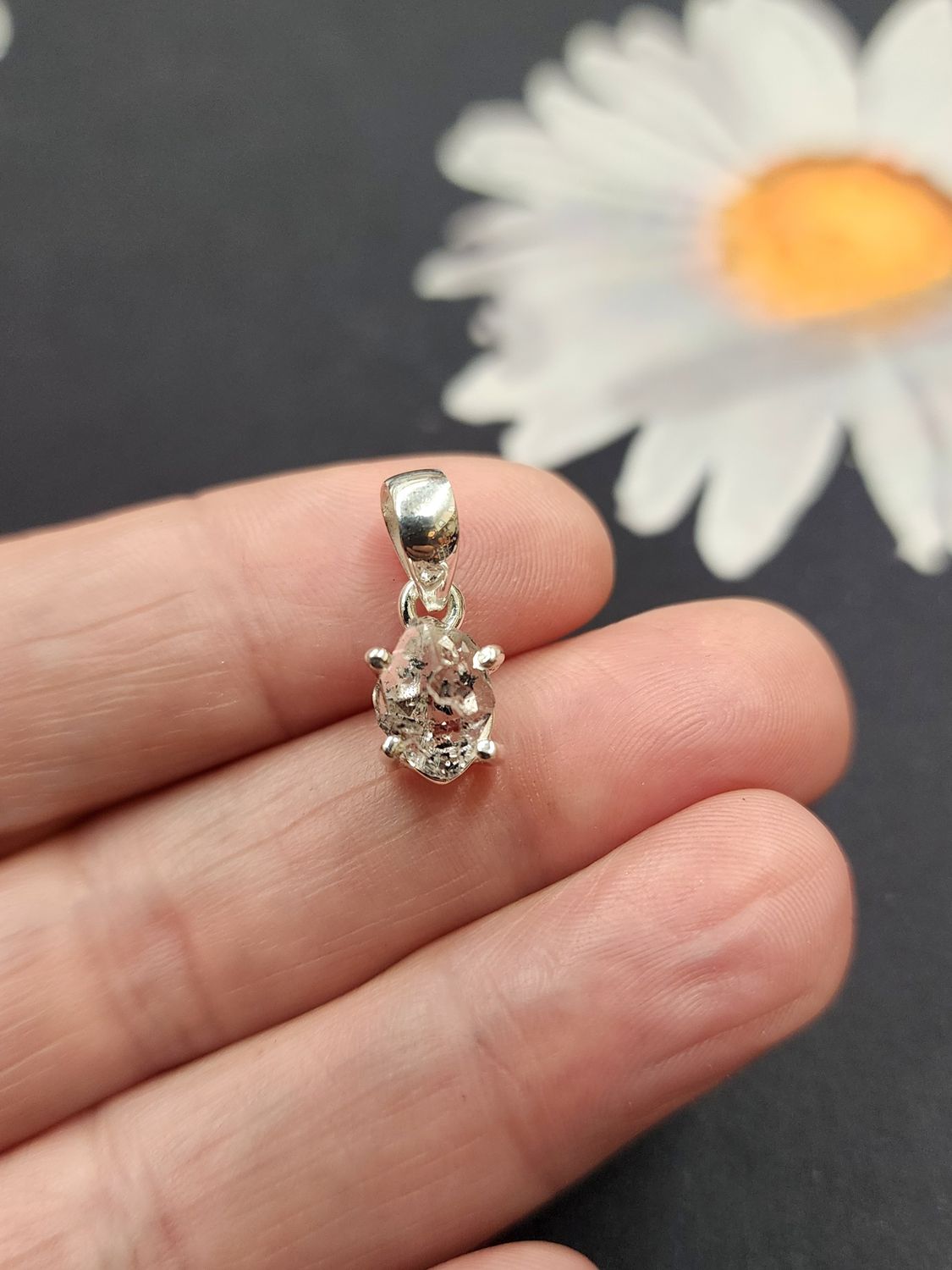Herkimer Diamond Pendant Sterling Silver