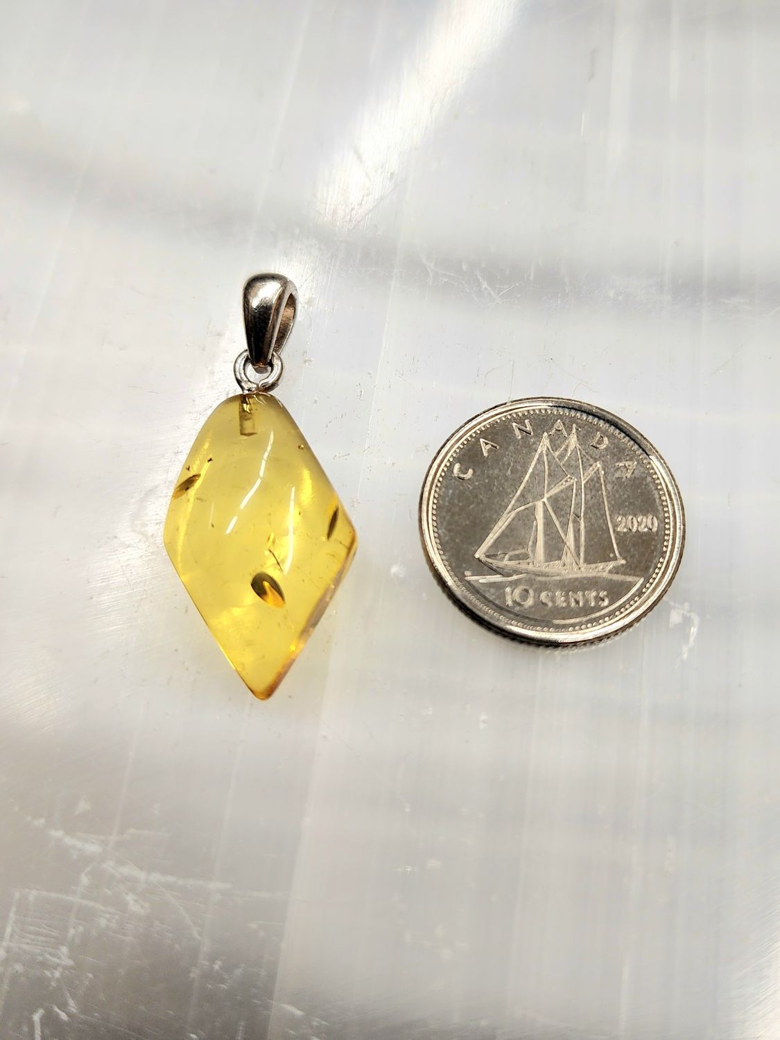 Baltic Amber Pendant E Sterling Silver