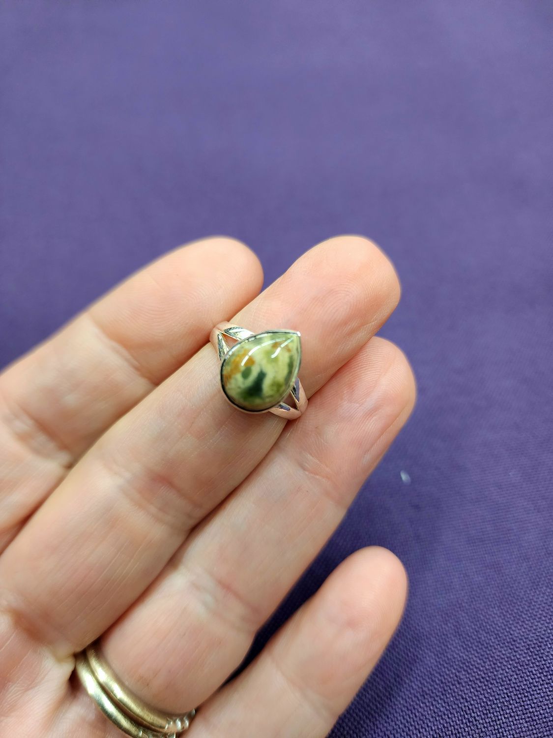 Ocean Jasper Ring - Size 5 Sterling Silver