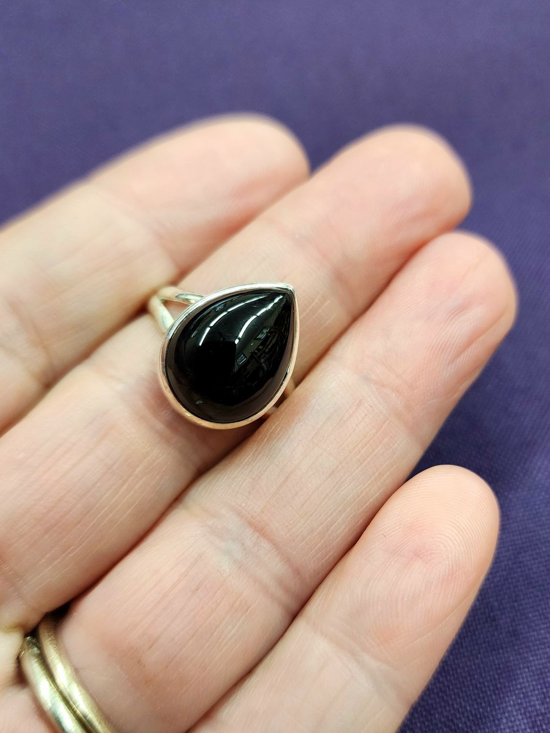 Onyx Ring B - Size 7 Sterling Silver