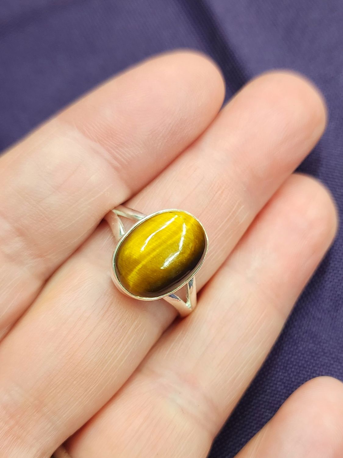 Golden Tiger&#39;s Eye Ring B - Size 9 Sterling Silver