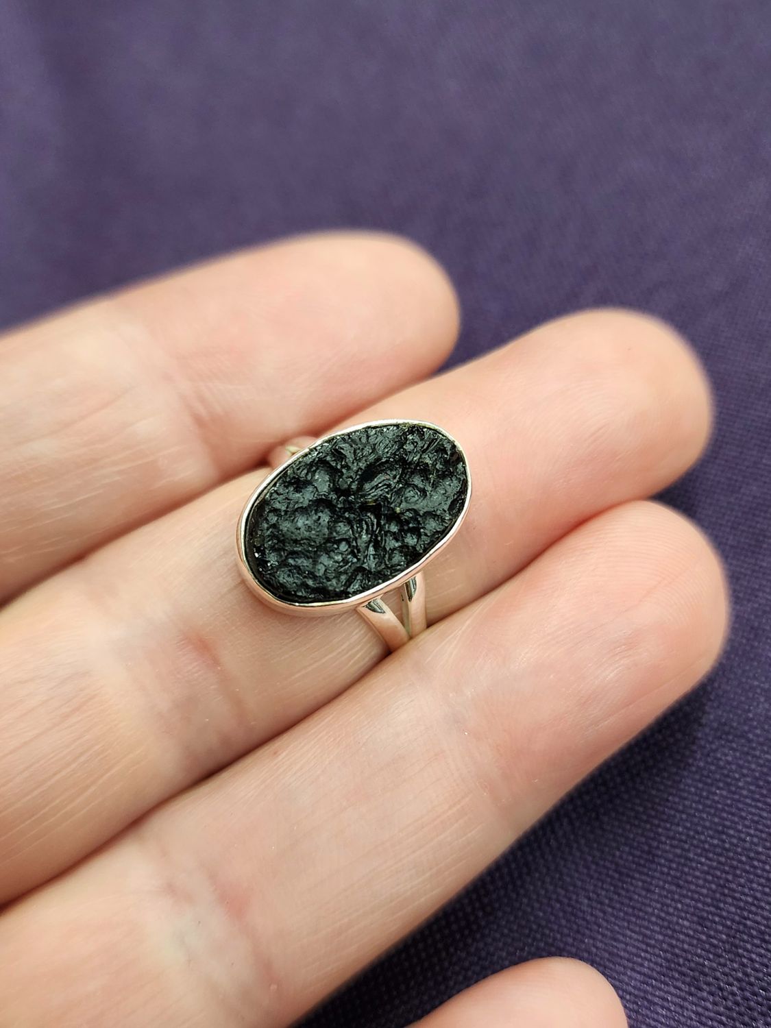 Tektite Ring - Size 6 Sterling Silver