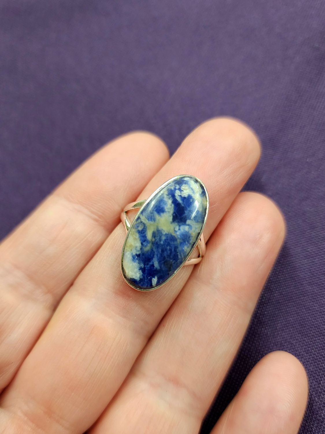 Sodalite Ring - Size 6 Sterling Silver