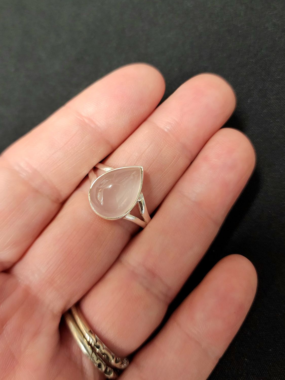 Rose Quartz Ring A - Size 10 Sterling Silver