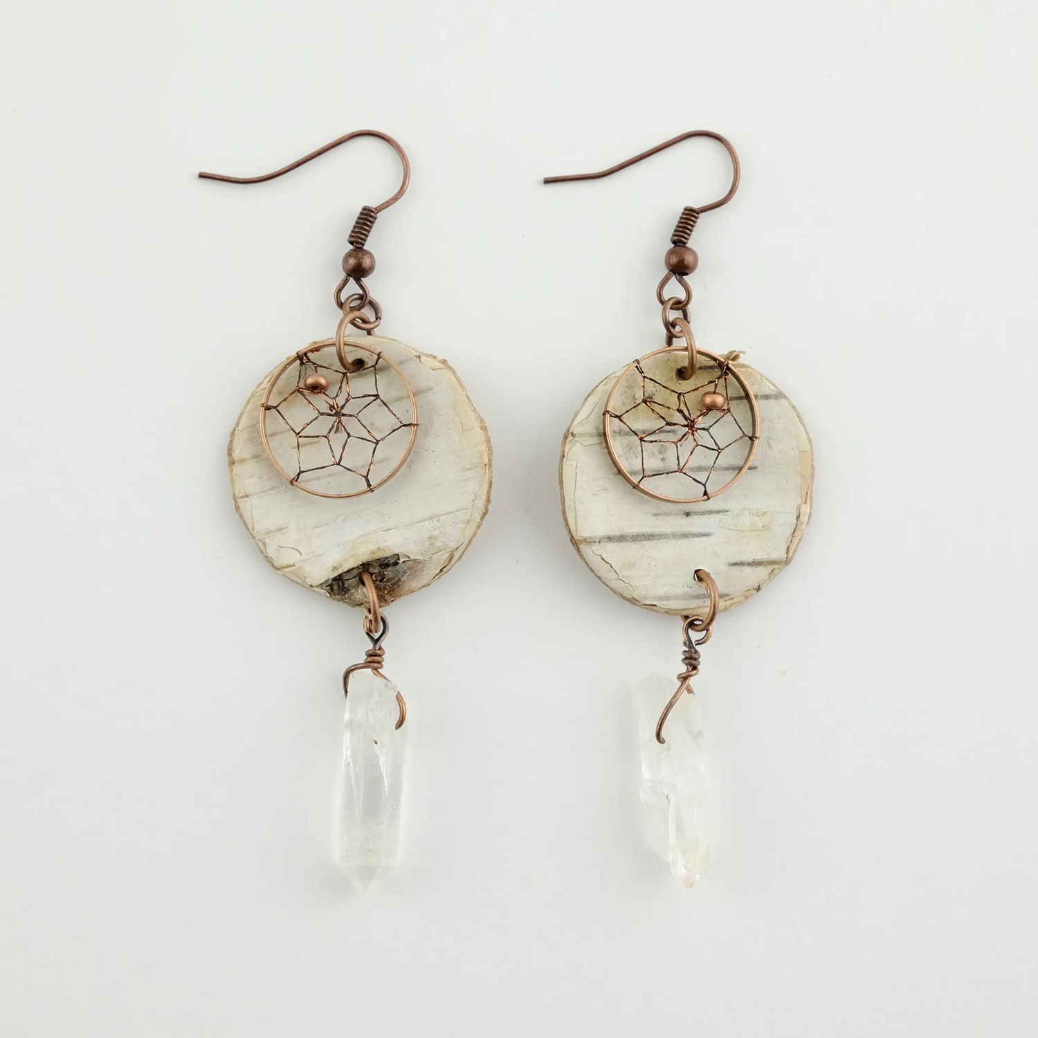 Birch Bark Earrings - Crystal 2.5&quot;