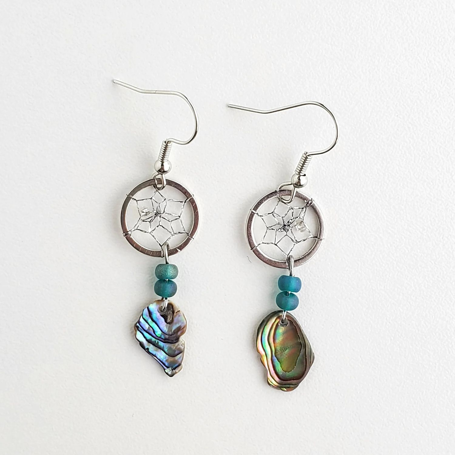 Dream Catcher Earrings - Freeform Paua Shell 0.5&quot;