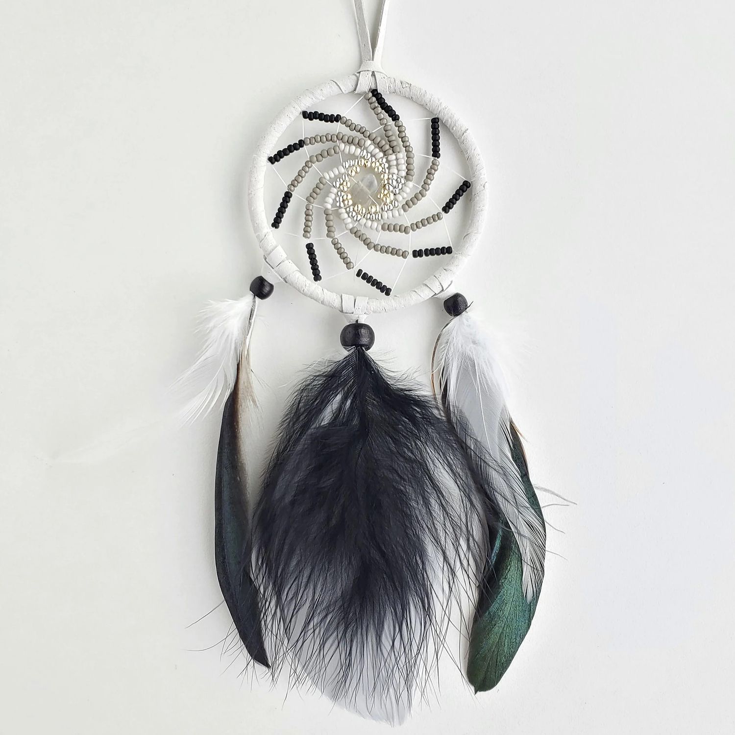 Dream Catcher - Beaded Gray 2.5&quot;
