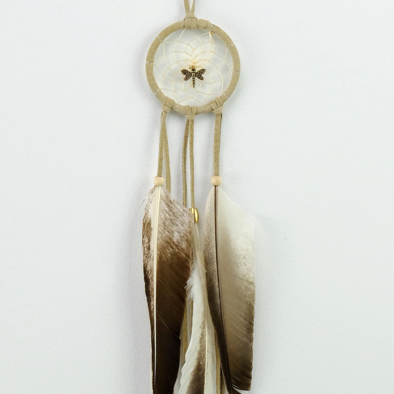 Vintage Brown 2&quot; Dream Catcher with Dragonfly &amp; Duck Feathers