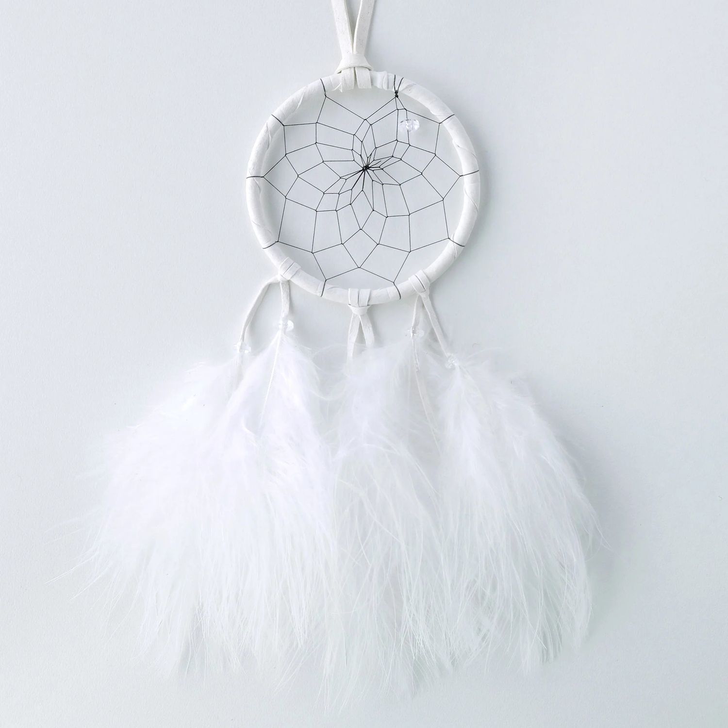 Dream Catcher with Fluff Feathers White 2.5&quot;