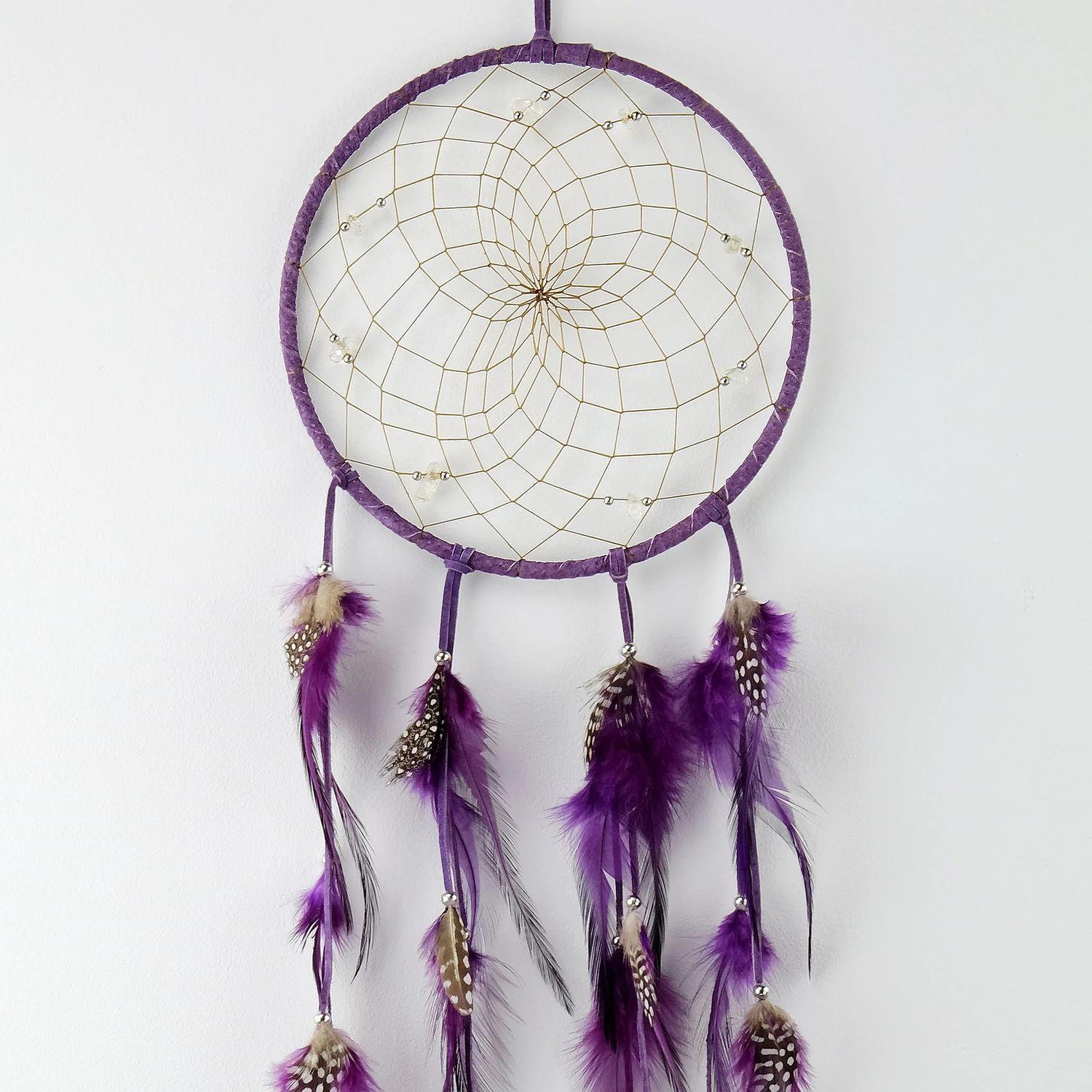 Dream Catcher w/ Semi Precious Stones Purple 6&quot;