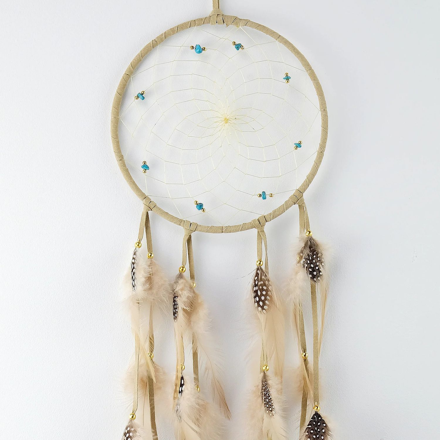 Dream Catcher w/ Semi Precious Stones Tan 6&quot;