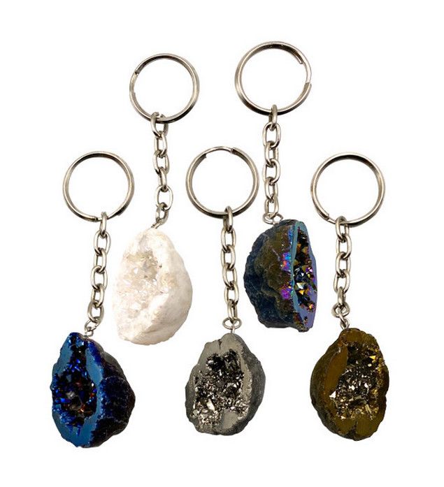 Mineral Keychains - Metalized Agate Geode