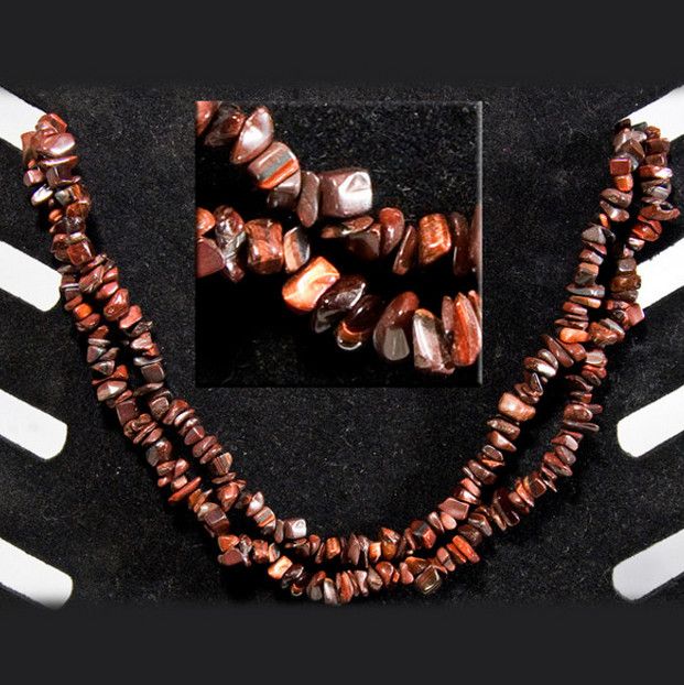 Red Tiger&#39;s Eye (Dragon&#39;s Eye) 36&quot; Chip Necklace