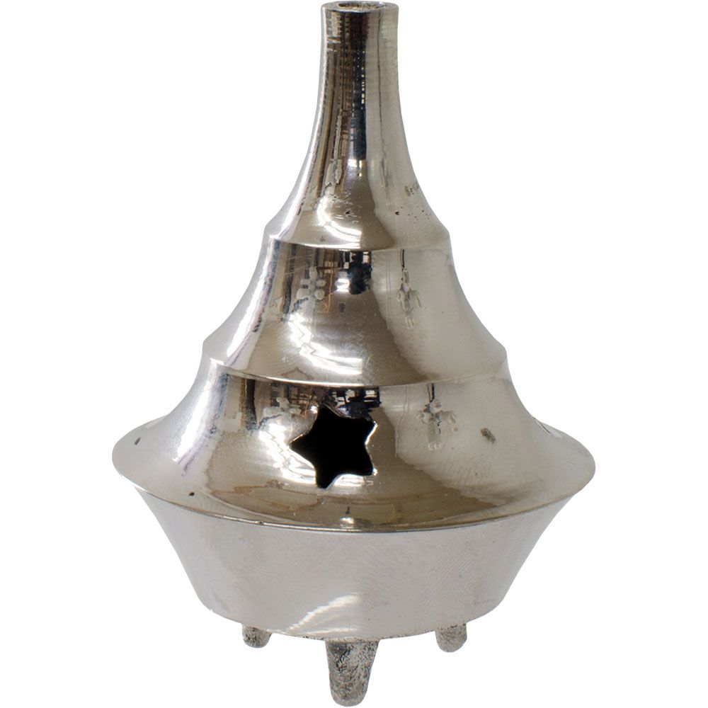 Brass Cone Incense Burner - Silver Finish 2.25&quot;