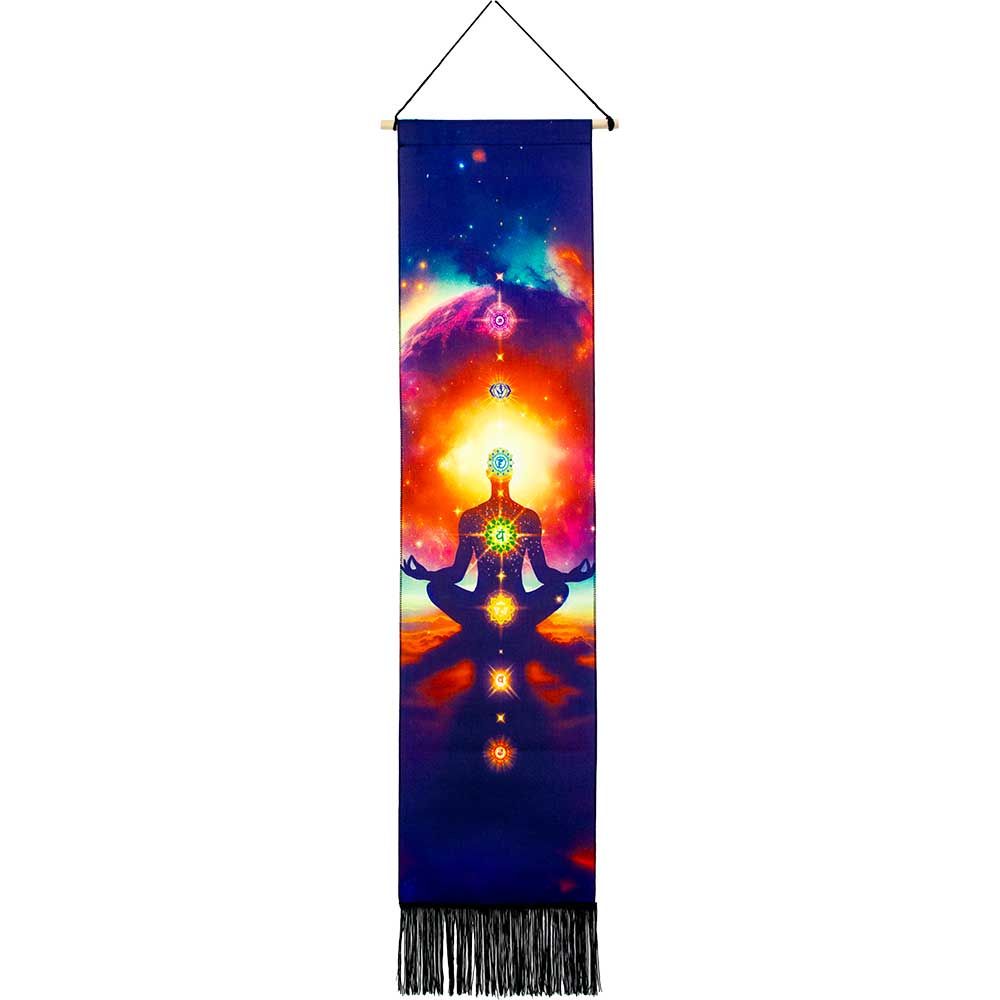 Chakra Yoga Goddess Banner with Fringe 12.5 x 50&quot;