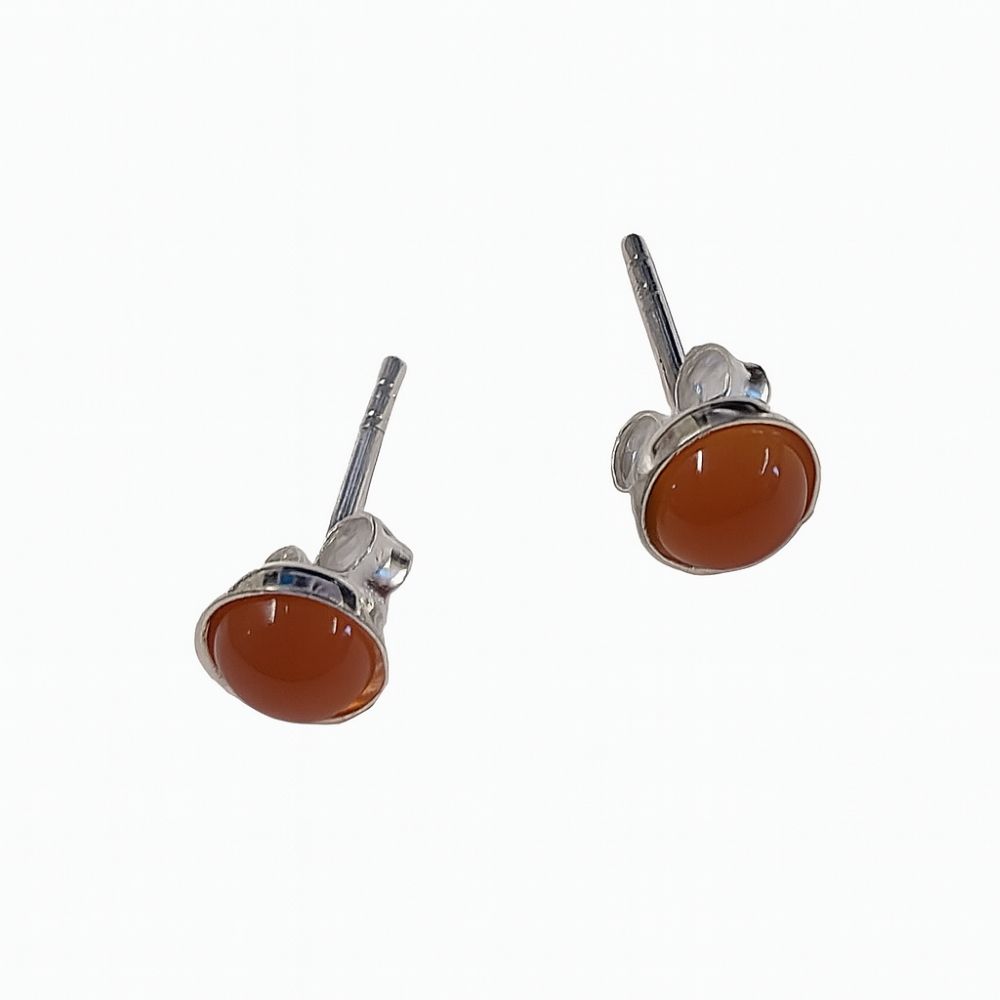 Carnelian 5mm Sterling Silver Stud Earrings