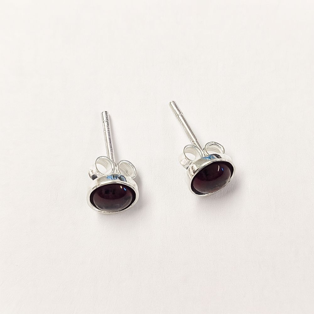 Garnet 5mm Sterling Silver Stud Earrings