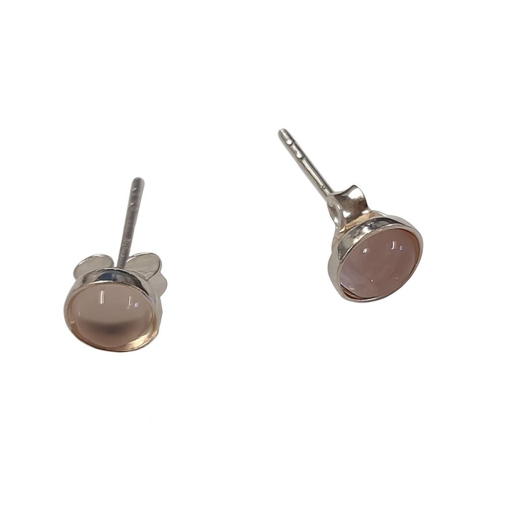 Rose Quartz 5mm Sterling Silver Stud Earrings