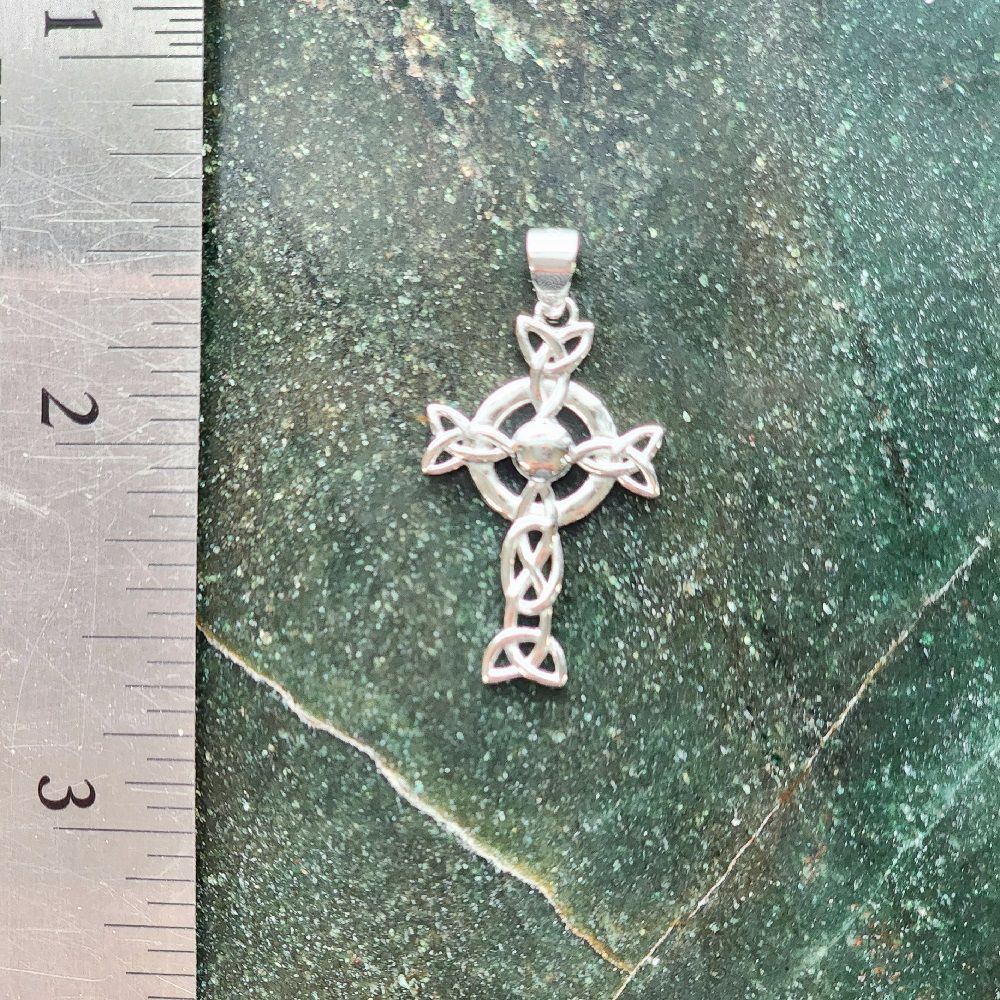 Celtic Cross Sterling Silver Pendant - .75&quot;