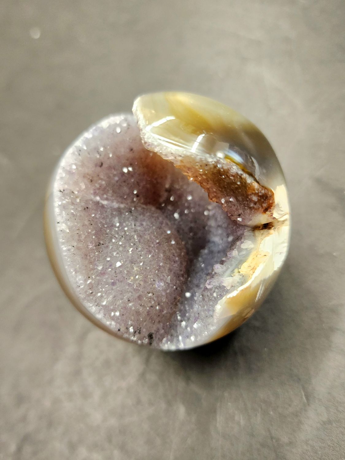 Amethyst Druzy in Agate Sphere 2.25&quot;