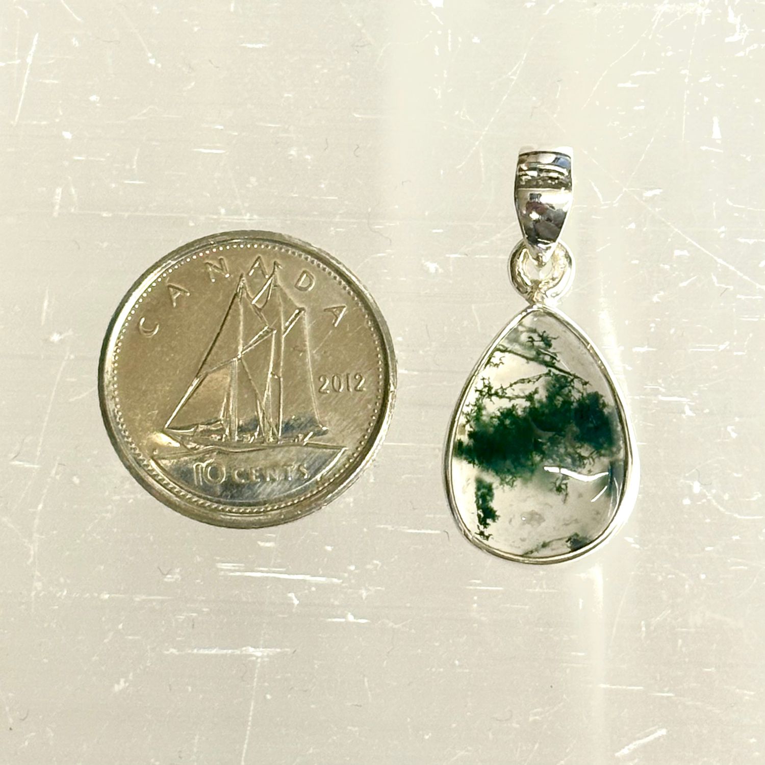 Moss Agate Pendant Sterling Silver
