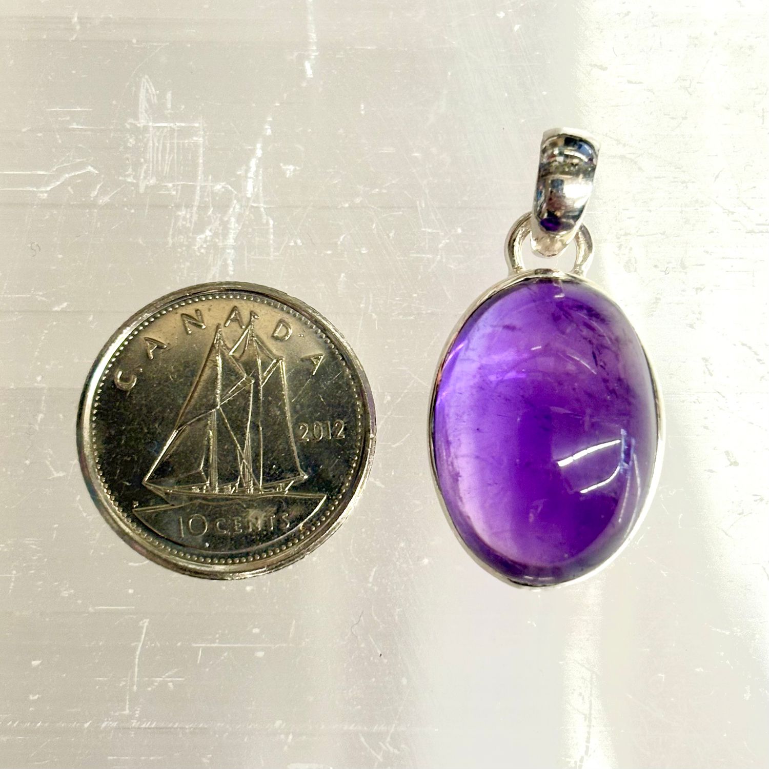 Amethyst D Pendant Sterling Silver