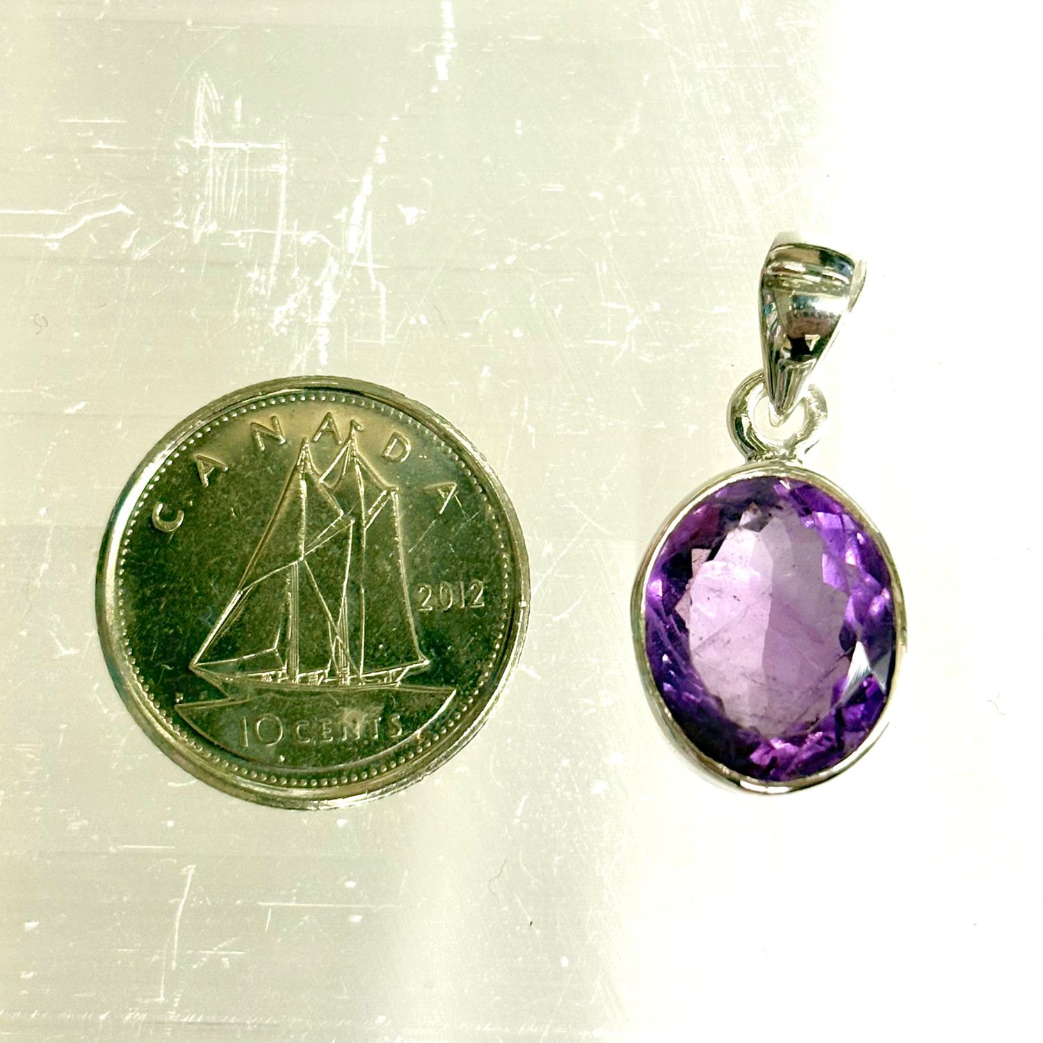 Amethyst Pendant Faceted Sterling Silver
