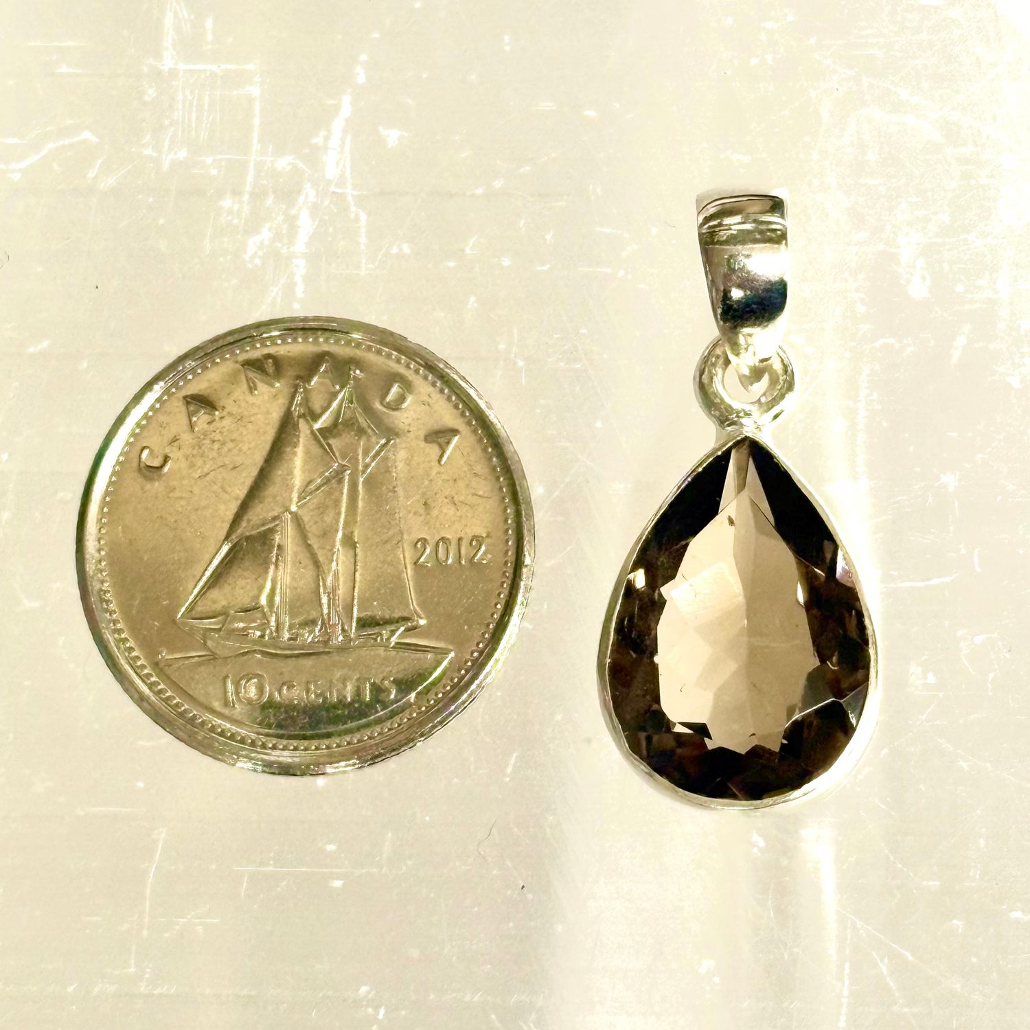 Smoky Quartz Pendant Faceted A - Sterling Silver