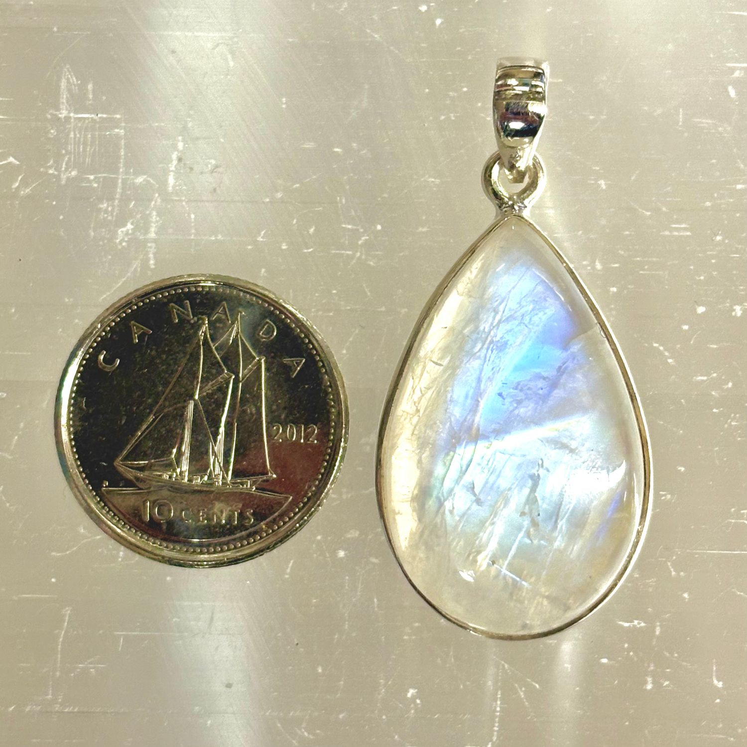 Rainbow Moonstone Pendant P Sterling Silver