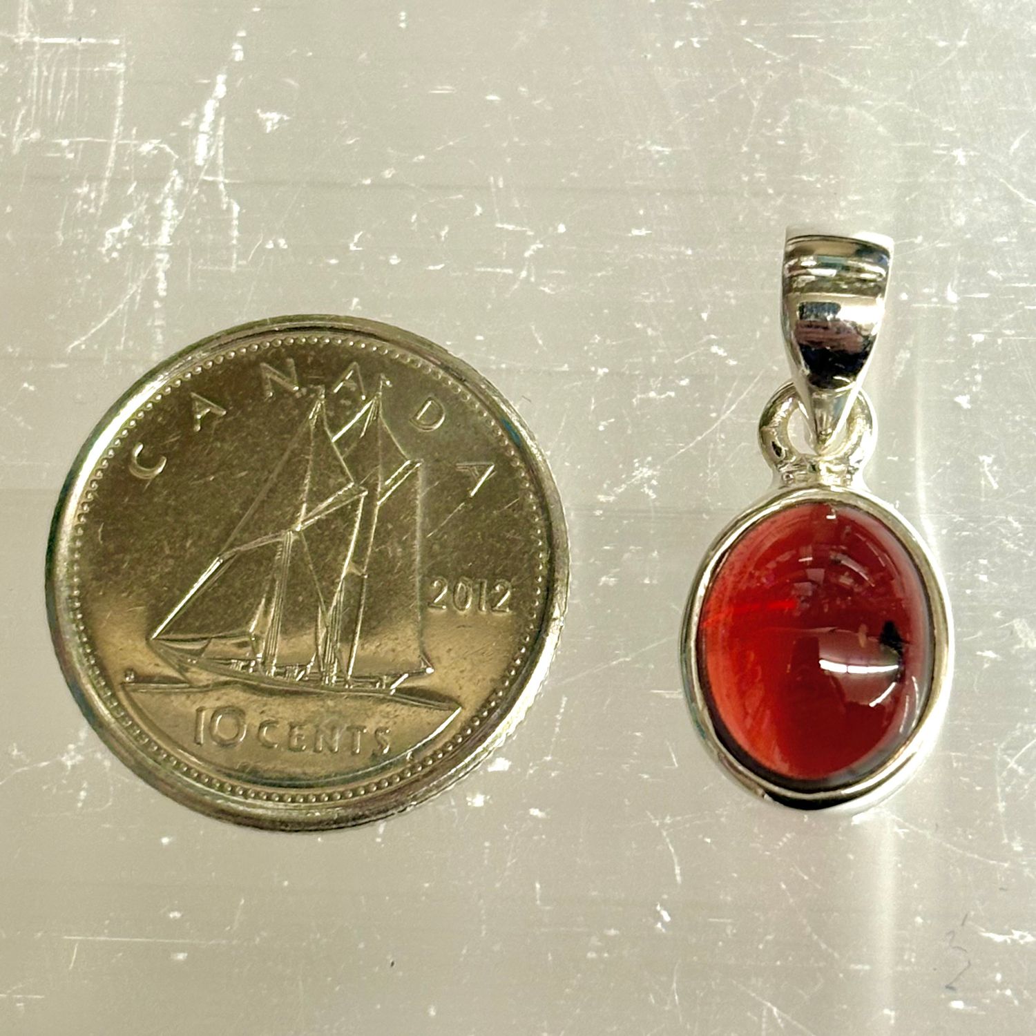 Garnet Pendant E -Sterling Silver