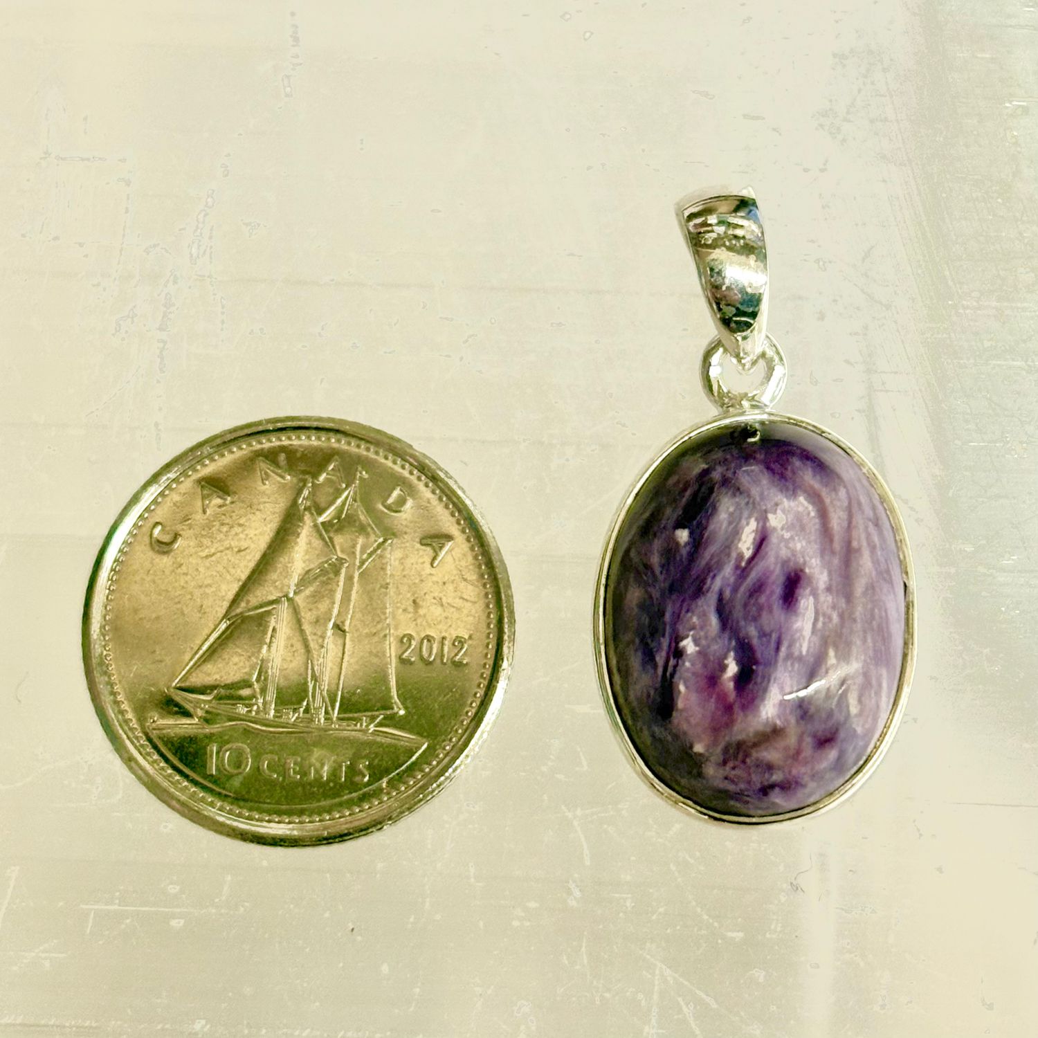 Charoite C Pendant Sterling Silver