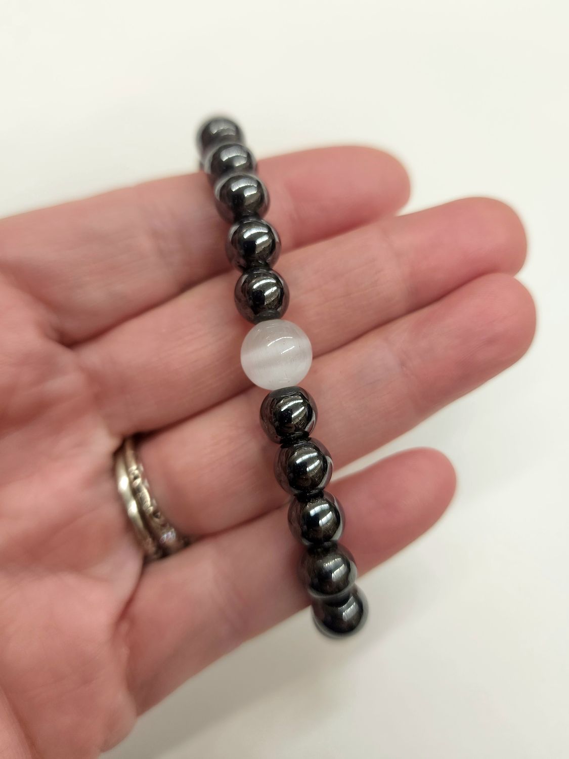 Magnetic Hematite Healing Bracelet - Selenite