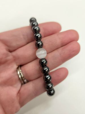 Magnetic Hematite Healing Bracelet - Selenite