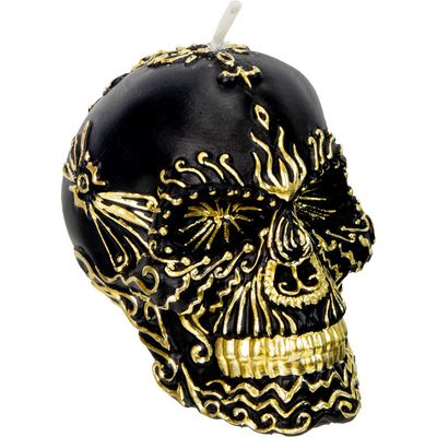 Black &amp; Gold Skull Candle