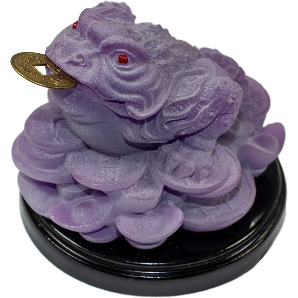 Feng Shui Money Toad Statue Purple 3.5&quot; x 2.5&quot;
