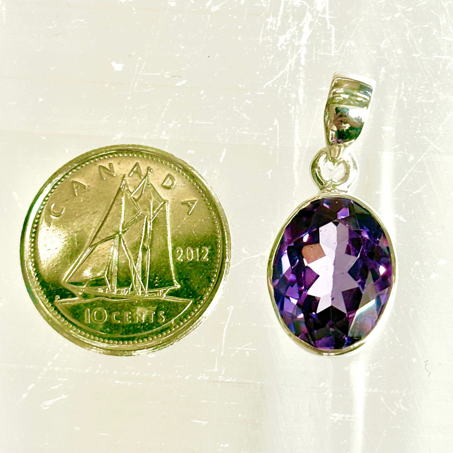 Alexandrite Faceted Pendant Sterling Silver *Lab Grown*